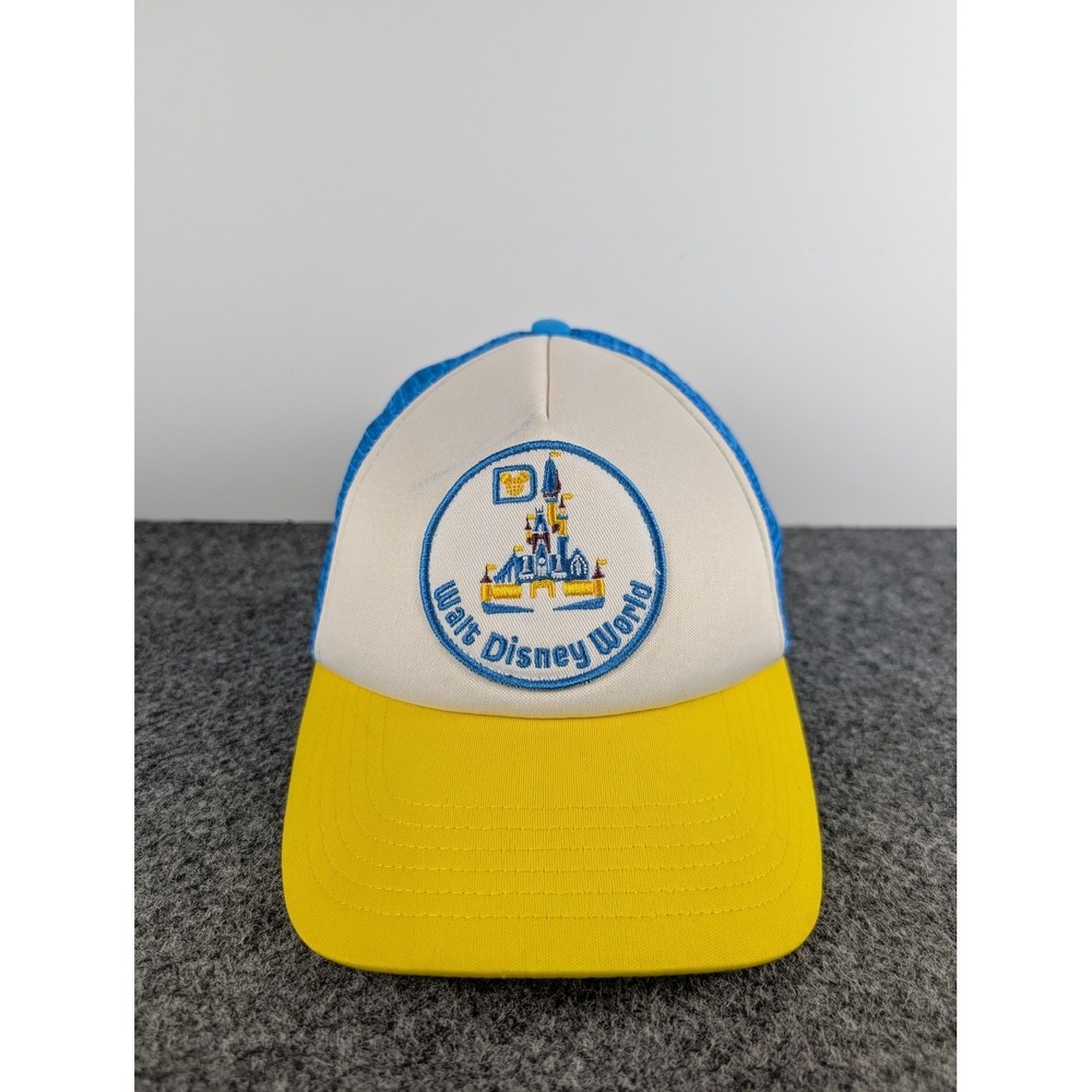 VTG Walt Disney World Trucker Hat Cap Unisex Blue Yellow White Castle Logo OSFM